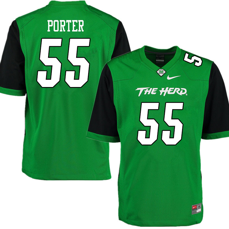 Men #55 Owen Porter Marshall Thundering Herd College Football Jerseys Sale-Gren